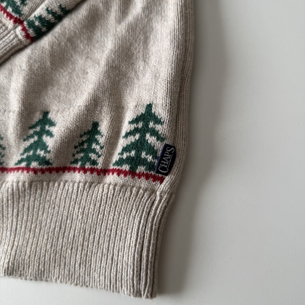 Chaps Vintage Red Truck Christmas Tree 100% Cotton Holiday Pullover Sweater XL - Picture 4 of 6